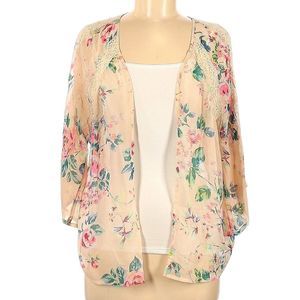 Express Kimono Size Medium Tan Floral